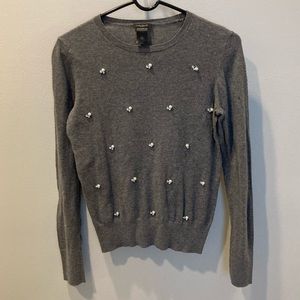 Ann Taylor Size Small Gray Beaded Sweater